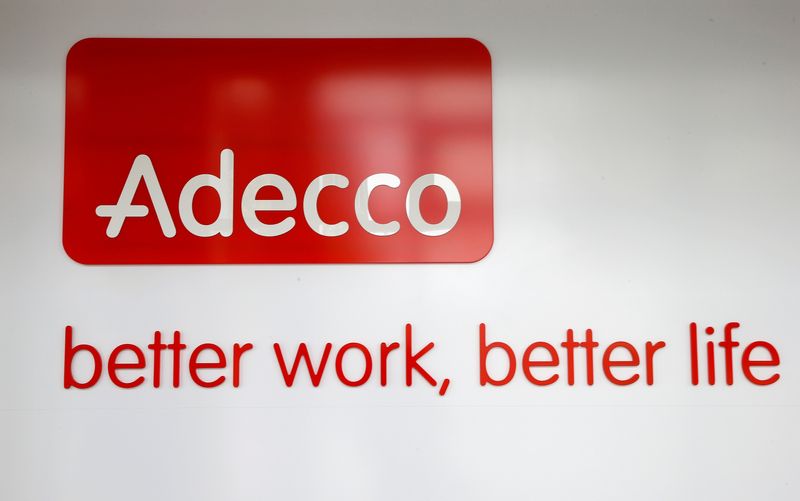 &copy; Reuters. The logo of Swiss Adecco Group is seen at its headquarters in Glattbrugg, Switzerland August 30, 2016. Picture taken August 30, 2016.  REUTERS/Arnd Wiegmann