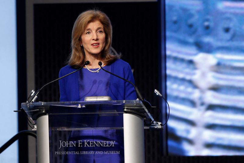 © Reuters. FILE PHOTO: Caroline Kennedy addresses the crowd during the JFK Space Summit, celebrating the 50th anniversary of the moon landing, at the John F. Kennedy Library in Boston, Massachusetts, U.S., June 19, 2019. REUTERS/Katherine Taylor/File Photo