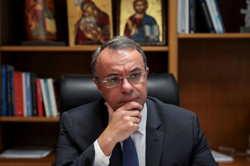 &copy; Reuters. FILE PHOTO: Greek Finance Minister Christos Staikouras pauses during an interview with Reuters at his office in the Finance Ministry in Athens, Greece, December 17, 2019. REUTERS/Costas Baltas