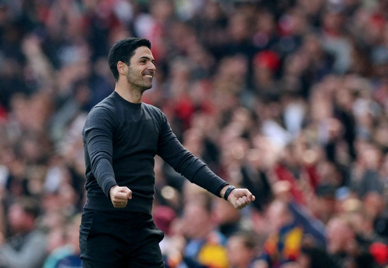 &copy; Reuters. Técnico do Arsenal, Mikel Arteta, durante partida contra o Manchester United pelo Campeonato Inglês
23/04/2022 Action Images via Reuters/Paul Childs