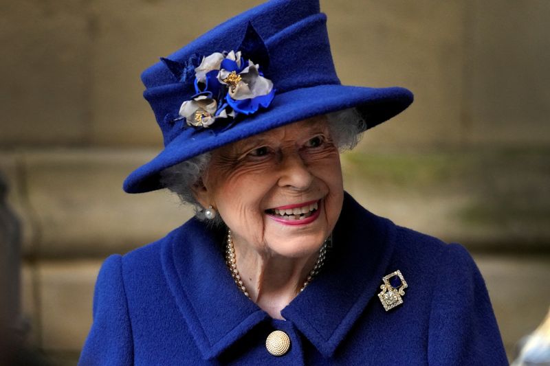 &copy; Reuters. FILE PHOTO: Britain's Queen Elizabeth leaves after a Service of Thanksgiving to mark the Centenary of the Royal British Legion at Westminster Abbey, London, Britain October 12, 2021. Frank Augstein/Pool via REUTERS