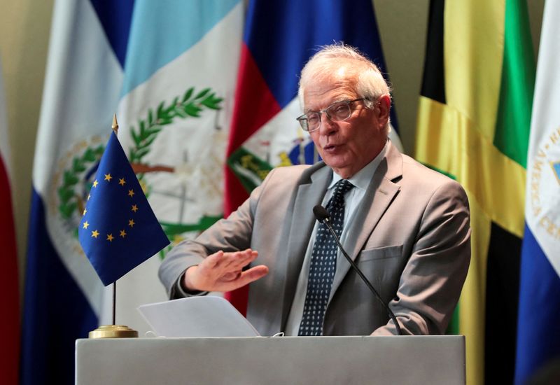 &copy; Reuters. FILE PHOTO: High Representative of the European Union for Foreign Affairs and Security Policy Josep Borrell speaks during a news conference after attending a meeting with foreign ministers from Central America and the Caribbean, amid Russian invasion in U