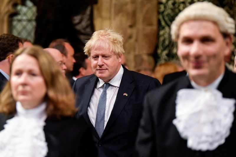 &copy; Reuters. Britain's Prime Minister Borris Johnson proceeds through the Members' Lobby for the State Opening of Parliament at the Palace of Westminster in London, Britain, May 10, 2022. REUTERS/Toby Melville/Pool