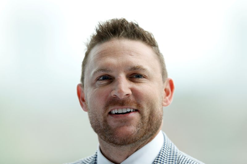 &copy; Reuters. FILE PHOTO: Brendon McCullum during the MCC World Cricket committee press conference in London in 2017.  Action Images via Reuters/Andrew Boyers/File Photo