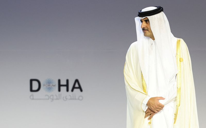 &copy; Reuters. الشيخ تميم بن حمد آل ثاني أمير قطر في الدوحة يوم 26 مارس آذار 2022. تصوير: إبراهيم العمري - رويترز