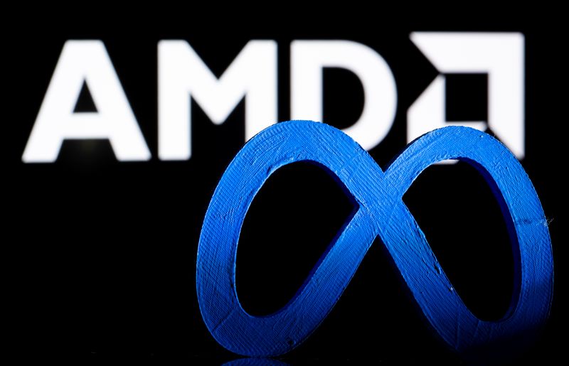 &copy; Reuters. FILE PHOTO: A 3D printed Facebook's new rebrand logo Meta is seen in front of a displayed AMD logo in this illustration taken November 9, 2021. REUTERS/Dado Ruvic/Illustration