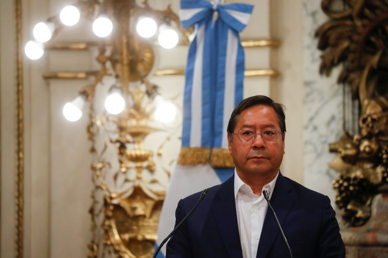 &copy; Reuters. Presidente da Bolívia, Luis Arce, durante visita a Buenos Aires
07/04/2022
REUTERS/Agustin Marcarian