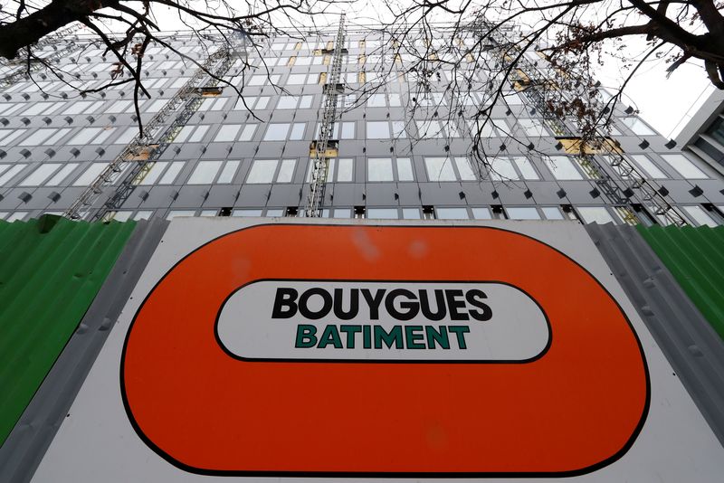 &copy; Reuters. FILE PHOTO: A Bouygues company logo is seen on a construction building site in Paris, France, February 19, 2018. REUTERS/Gonzalo Fuentes