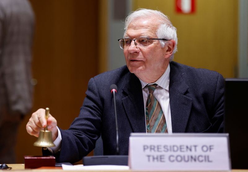 &copy; Reuters. FILE PHOTO: High Representative of the European Union for Foreign Affairs and Security Policy Josep Borrell rings a bell on the day of a Foreign Affairs Council with Foreign Affairs and Defence Ministers, amid Russia's invasion of Ukraine, in Brussels, Be