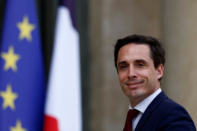 &copy; Reuters. FILE PHOTO: French Junior Transport Minister Jean-Baptiste Djebbari arrives to attend the last weekly cabinet meeting at the Elysee Palace in Paris, France, April 28, 2022. REUTERS/Gonzalo Fuentes