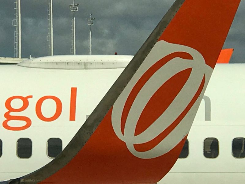 &copy; Reuters. FILE PHOTO: The logo of Brazilian airline Gol Linhas Aereas Inteligentes SA is seen on a tail of an airplane at Augusto Severo International Airport in Natal, Brazil November 23, 2018. 2018.  REUTERS/Paulo Whitaker/File Photo