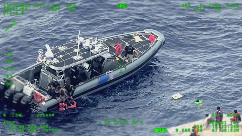 &copy; Reuters. FILE PHOTO: Rescue craft arrive on scene after a migrant vessel capsized north of Desecheo Island, Puerto Rico May 12, 2022 in a still image from surveillance aircraft video.  United States Coast Guard/Handout via REUTERS