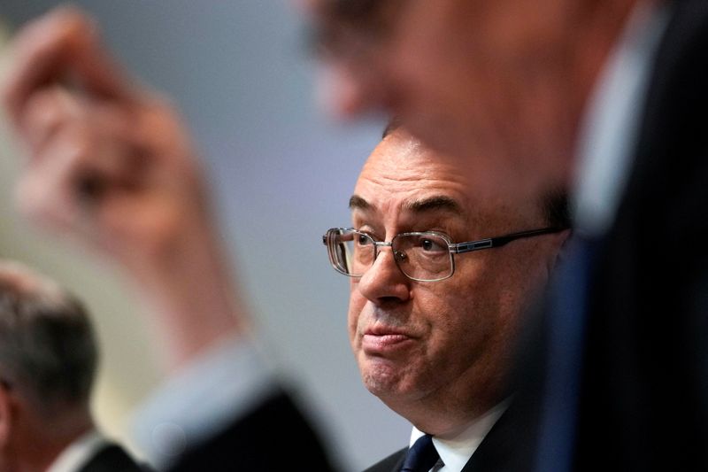 &copy; Reuters. FILE PHOTO: Governor of the Bank of England Andrew Bailey addresses the media on the Monetary Policy Report at the Bank of England in London, Britain May 5, 2022. Frank Augstein/Pool via REUTERS