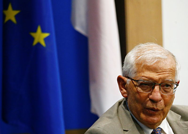 &copy; Reuters. FILE PHOTO: Josep Borrell, European High Representative of the Union for Foreign Affairs speaks during an interview at EU Delegation office in Jakarta, Indonesia, June 3, 2021. REUTERS/Ajeng Dinar Ulfiana
