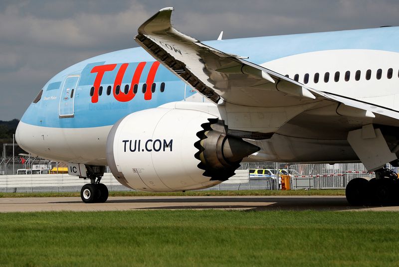&copy; Reuters. FILE PHOTO: A Boeing 787 of the travel company TUI taxis close to the northern runway at Gatwick Airport in Crawley, Britain, August 25, 2021.  REUTERS/Peter Nicholls