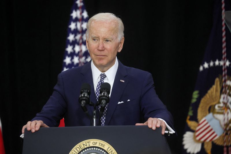 &copy; Reuters. U.S. President Joe Biden delivers remarks, after paying respects and meeting with victims, family, first responders and law enforcement who were affected by the mass shooting committed by a gunman authorities say was motivated by racism, at Delavan Grider