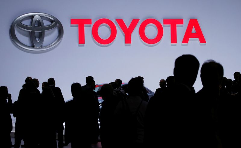 &copy; Reuters. A Toyota logo is displayed at the 89th Geneva International Motor Show in Geneva, Switzerland March 5, 2019. REUTERS/Denis Balibouse/Files