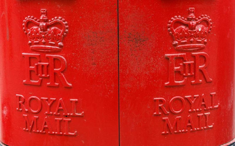 &copy; Reuters. FILE PHOTO: A Royal Mail sign is pictured on a post box outside a Post Office, in St Albans, Britain, May 3, 2022.  REUTERS/Peter Cziborra