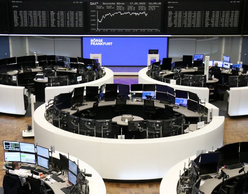 European shares lower as retailers, food and beverage stocks lead falls