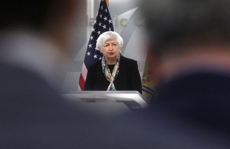 &copy; Reuters. FILE PHOTO: U.S. Treasury Secretary Janet Yellen makes a speech about the current and future state of the U.S. and global economy at the Atlantic Council in Washington, U.S., April 13, 2022. REUTERS/Leah Millis