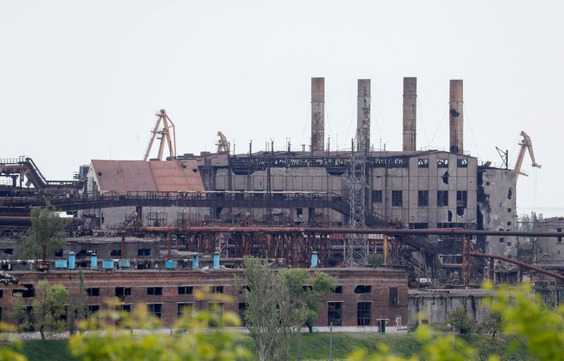 &copy; Reuters. Siderúrgica de Azovstal, em Mariupol, na Ucrânia
15/05/2022
REUTERS/Alexander Ermochenko