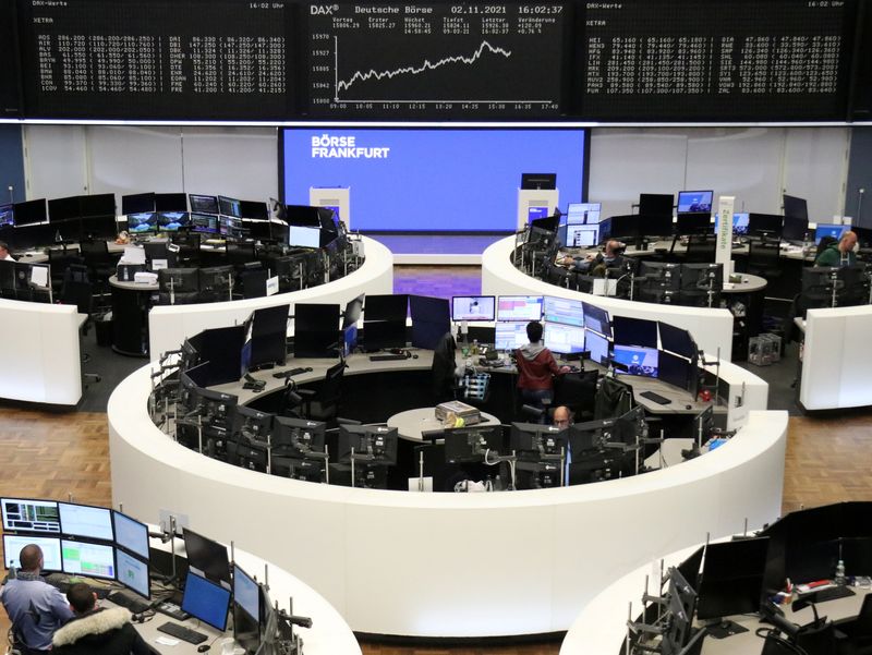 European shares gain on defensives, but still down for the week