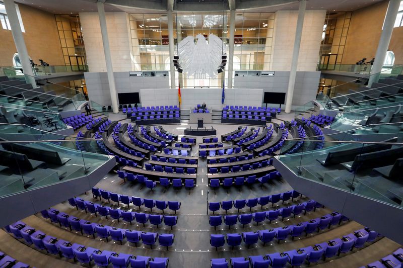&copy; Reuters. A general view of the plenary hall ahead of a session of Germany's lower house of parliament, the Bundestag, in Berlin, Germany, May 20, 2022. REUTERS/Michele Tantussi