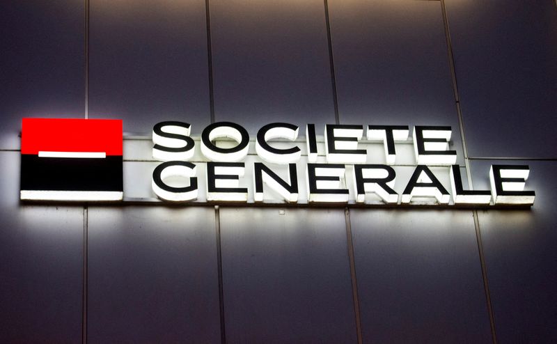 &copy; Reuters. FILE PHOTO: The logo of Societe Generale Private Banking is seen at an office building in Zurich, Switzerland March 25, 2022. Picture taken March 25, 2022. REUTERS/Arnd Wiegmann/File Photo