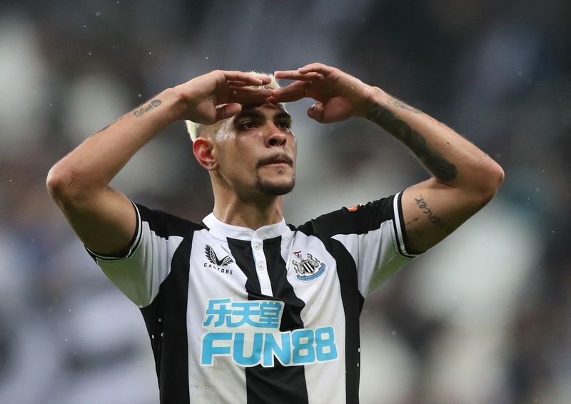 &copy; Reuters. Bruno Guimarães comemora gol marcado na vitória do Newcastle sobre o Arsenal
16/05/2021
REUTERS/Scott Heppell