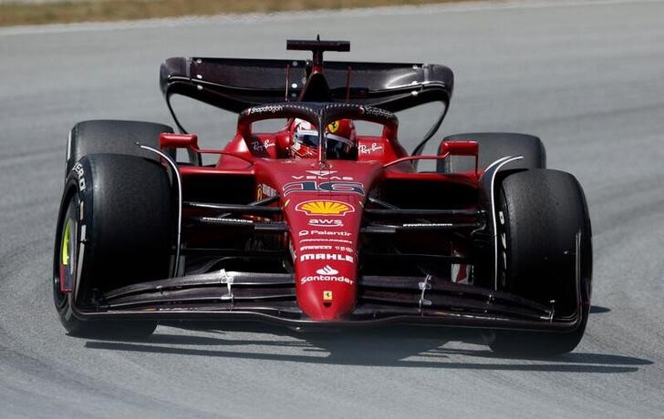 &copy; Reuters. 　５月２０日、自動車レースＦ１の今季第６戦、スペインＧＰは、バルセロナでフリー走行２回を行い、今季ドライバーズランキングで首位に立つフェラーリのシャルル・ルクレールが最速