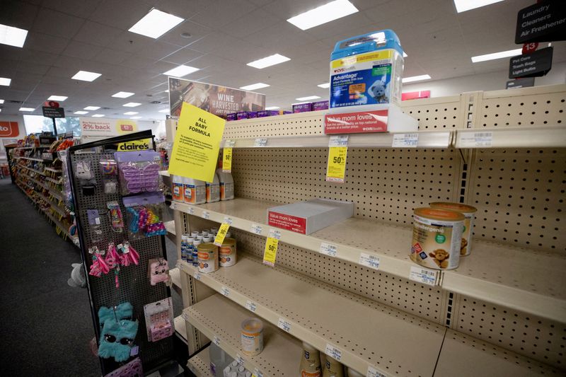 &copy; Reuters. FILE PHOTO: Empty shelves show a shortage of baby formula at CVS in San Antonio, Texas, U.S. May 10, 2022.  REUTERS/Kaylee Greenlee Beal/File Photo