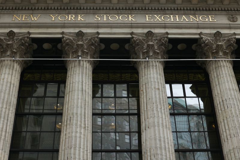 &copy; Reuters. FILE PHOTO: The New York Stock Exchange (NYSE) in New York City, where markets roiled after Russia continues to attack Ukraine, in New York, U.S., February 24, 2022.   REUTERS/Caitlin Ochs