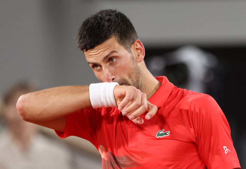 &copy; Reuters. Novak Djokovic durante partida do Aberto da França, em Paris
23/05/2022 REUTERS/Yves Herman