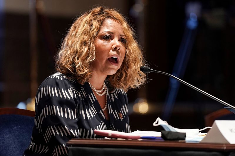 &copy; Reuters. FILE PHOTO: Rep. Lucy McBath (D-GA) speaks during a House Judiciary Committee markup of H.R. 7120 the Justice in Policing Act, on Capitol Hill in Washington, U.S.,  June 17, 2020. Greg Nash/Pool via REUTERS