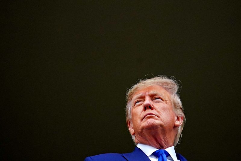 &copy; Reuters. FILE PHOTO: May 7, 2022; Louisville, KY, USA; Former President Donald Trump looks on before the 148th running of the Kentucky Derby at Churchill Downs. Mandatory Credit: Peter Casey-USA TODAY Sports
