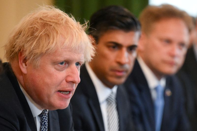 &copy; Reuters. FILE PHOTO: Britain's Prime Minister Boris Johnson speaks during a cabinet meeting at 10 Downing Street in London, Britain May 24, 2022. Daniel Leal/Pool via REUTERS