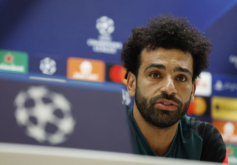 &copy; Reuters. Atacante do Liverpool Mohamed Salah durante entrevista coletiva
25/05/2022 Action Images via Reuters/Jason Cairnduff