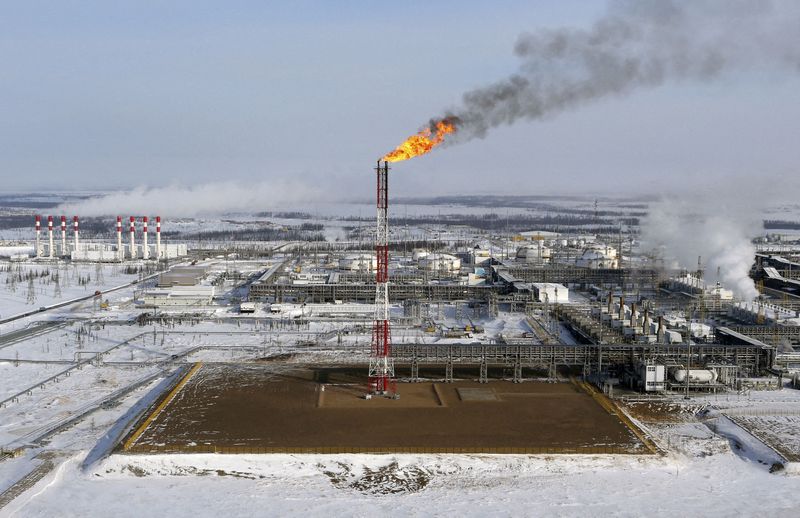 © Reuters. FILE PHOTO: A flame burns from a tower at Vankorskoye oil field owned by Rosneft company north of the Russian Siberian city of Krasnoyarsk March 25, 2015. REUTERS/Sergei Karpukhin/File Photo
