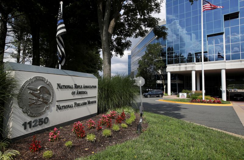 &copy; Reuters. FILE PHOTO: A general view shows the National Rifle Association (NRA) headquarters, in Fairfax, Virginia, U.S., August 6, 2020. REUTERS/Jonathan Ernst/File Photo