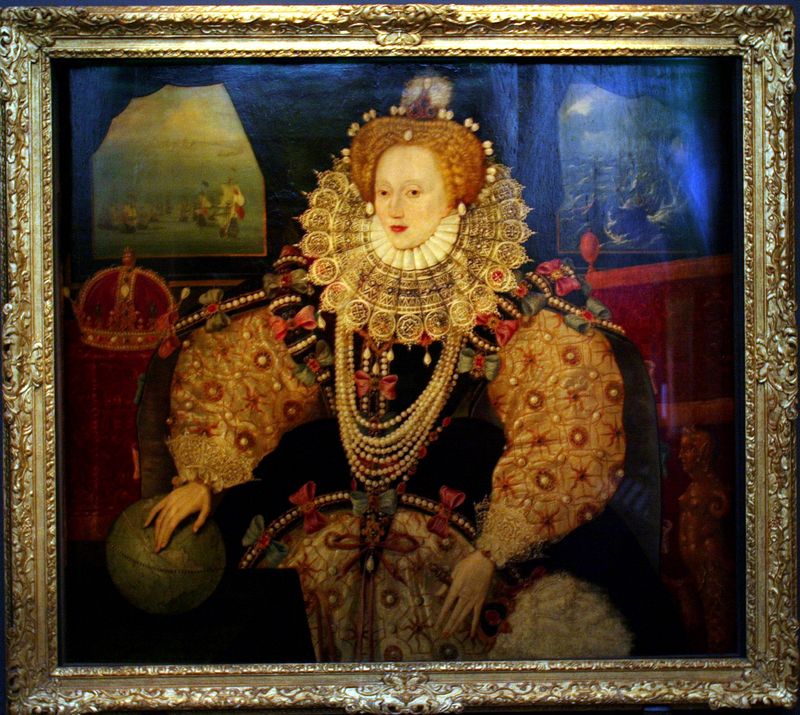 &copy; Reuters. لوحة أرمادا للملكة إليزابيث الأولى التي تخلد ذكرى فشل أسطول أرمادا الإسباني في غزو إنجلترا عام  1588 معروضة في المتحف الوطني في جرينتش بلندن. 