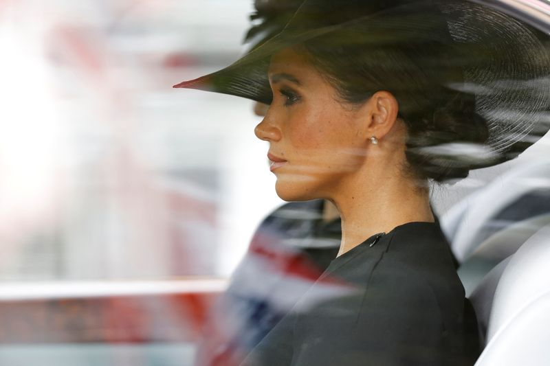 &copy; Reuters. ميجان زوجة الأمير البريطاني هاري في لندن يوم 19 سبتمبر أيلول 2022. صورة لرويترز من ممثل لوكالات الأنباء. 