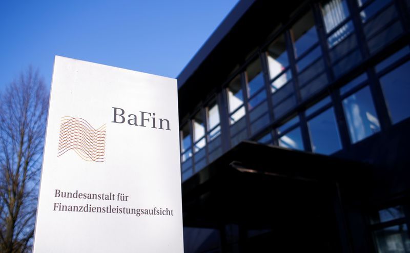&copy; Reuters. FILE PHOTO: The logo of Germany's Federal Financial Supervisory Authority BaFin (Bundesanstalt fuer Finanzdienstleistungsaufsicht) is pictured outside of an office building of the BaFin in Bonn, Germany, April 15, 2019.  REUTERS/Wolfgang Rattay/File Photo