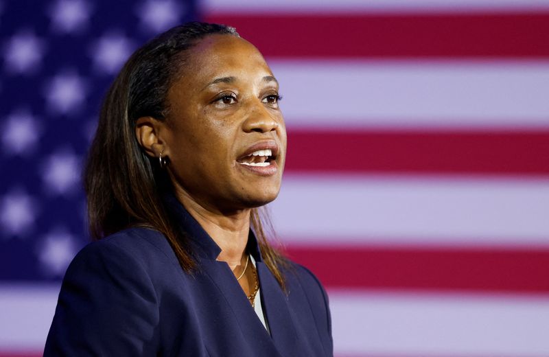 &copy; Reuters. FILE PHOTO: Emily’s List President Laphonza Butler speaks during a political event with reproductive rights groups at the Mayflower Hotel in Washington, U.S., June 23, 2023. REUTERS/Evelyn Hockstein/File Photo