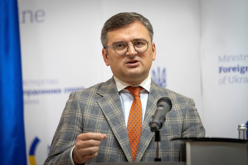&copy; Reuters. وزير الخارجية الأوكراني دميترو كوليبا خلال مؤتمر صحفي في كييف يوم 11 سبتمبر أيلول 2023. صورة لرويترز من ممثل لوكالات الأنباء.