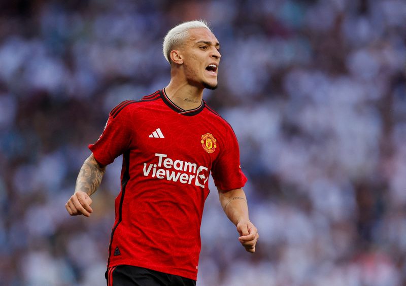 &copy; Reuters. Antony em jogo do Manchester United contra Tottenham Hotspur 
 19/8/2023    Action Images via Reuters/Andrew Couldridge