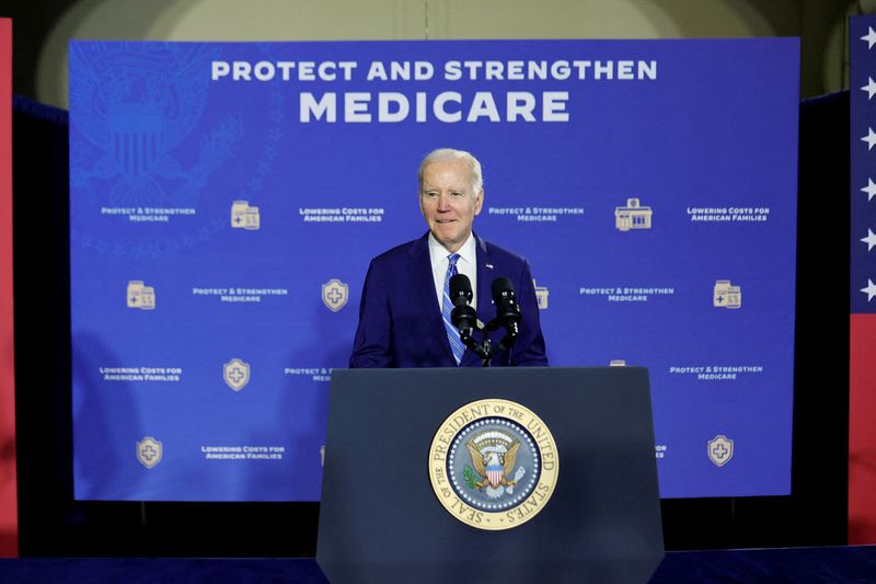 &copy; Reuters. FILE PHOTO: U.S. President Joe Biden delivers remarks on Social Security and Medicare at the University of Tampa in Tampa, Florida, U.S. February 9, 2023. REUTERS/Jonathan Ernst/File Photo