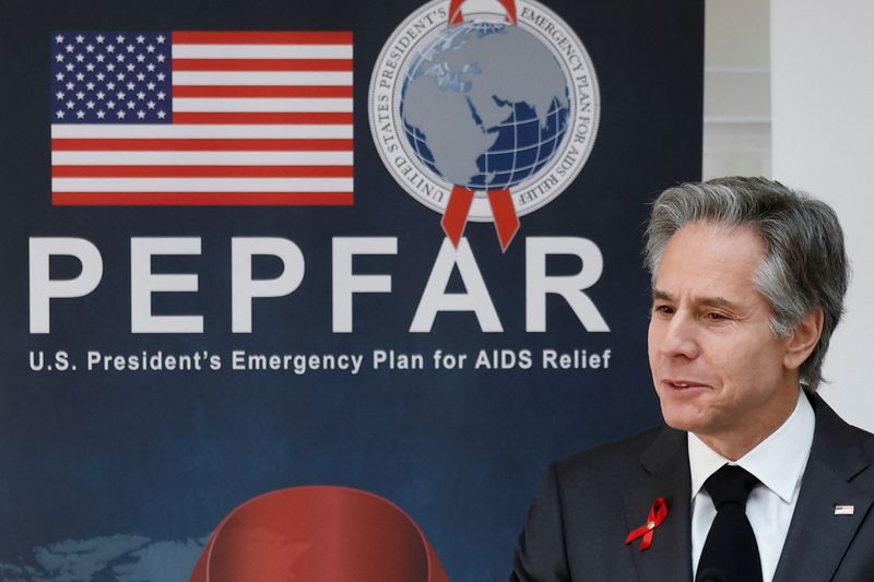 &copy; Reuters. U.S. Secretary of State Antony Blinken delivers remarks on PEPFAR at World AIDS Day event hosted by the Business Council for International Understanding in Washington, U.S. December 2, 2022.  REUTERS/Jonathan Ernst/File Photo