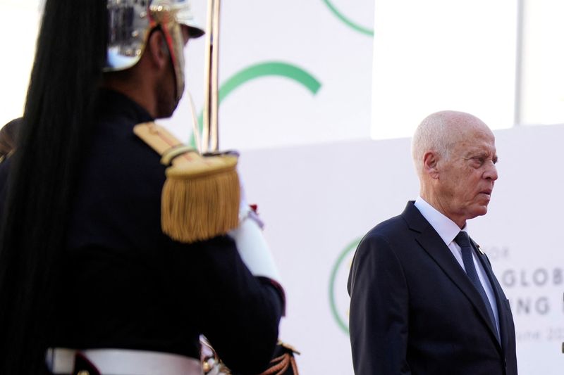 &copy; Reuters. الرئيس التونسي قيس سعيد يصل لحضور الجلسة الختامية لقمة الميثاق المالي العالمي الجديد في باريس يوم 23 يونيو حزيران 2023. صورة لرويترز من ممثل لو