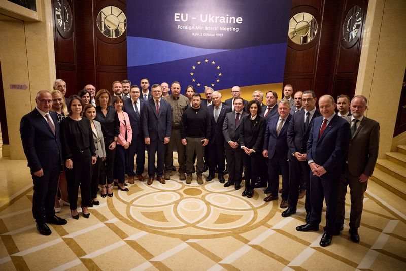 &copy; Reuters. 　欧州連合（ＥＵ）は１０月２日、ウクライナの首都キーウ（キエフ）でＥＵ域外では初となる外相会合を開いた。ウクライナ大統領府提供写真（２０２３年　ロイター）