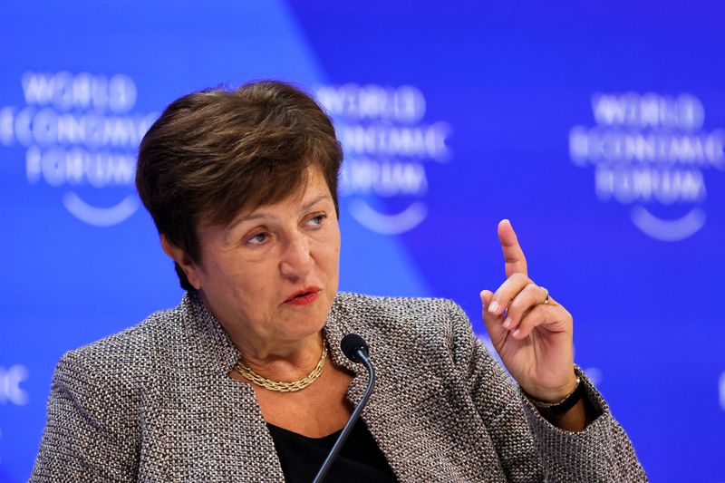 &copy; Reuters. كريستالينا جورجيفا المديرة التنفيذية لصندوق النقد الدولي خلال المنتدى الاقتصادي العالمي في دافوس بسويسرا يوم 17 يناير كانون الثاني 2024. تصوي